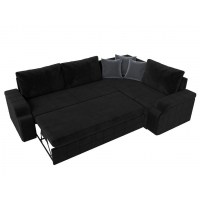 Угловой диван Николь (велюр чёрный серый) - Изображение 1